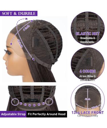 Joedir 13x4 Lace Front Wig - Long Straight Synthetic Hair for Black Women | Light Yaki Hair with Baby Hair & Free Parting | 76 cm F5/6A - Buy Online on GoSupps.com