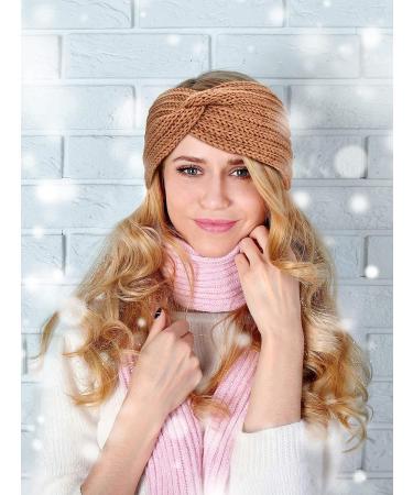 Chunky Knit Headband Set for Women - Black, Dark Grey, Camel, Beige - Buy Online on GoSupps.com