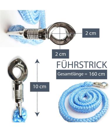 Panic Hook Lead Rope for Horses, Ponies, Shetland Ponies, and Donkeys - Stylish Design, 1.60m Length (Light Blue) - Buy Online on GoSupps.com