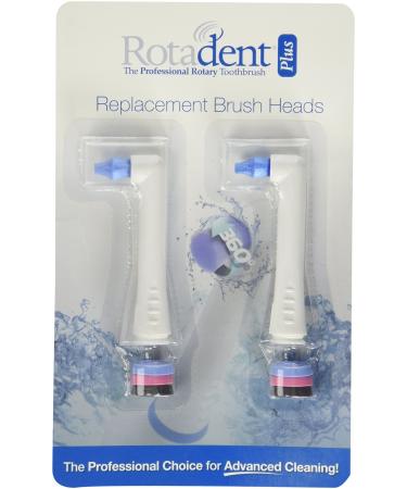 Pack of 2 Rotadent + Plus Rota Dent Brush Head Short Pointy New