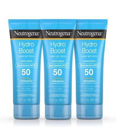 Neutrogena Hydro Boost Moisturizing Water Gel Sunscreen Lotion with Broad Spectrum SPF 50 Water-Resistant & Non-Greasy Hydrating Sunscreen Lotion Oil-Free 3 fl. oz SPF 50 3 Fl Oz (Pack of 3) - Buy Online on GoSupps.com