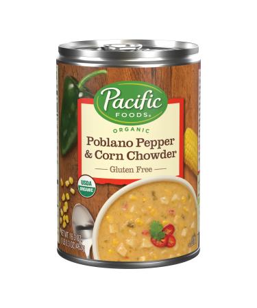 Pacific Foods Organic Poblano Pepper and Corn Chowder, Vegetarian Soup, 16.3 Ounce Can
