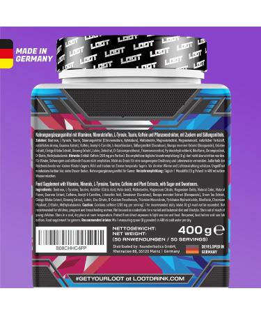 Loot Game Booster | Enhance Concentration Endurance & Responsiveness | 50 Servings (400g) | Caffeine & 20 Unique Ingredients | Flow-State Formula | Rare Raspberry - Buy Online on GoSupps.com