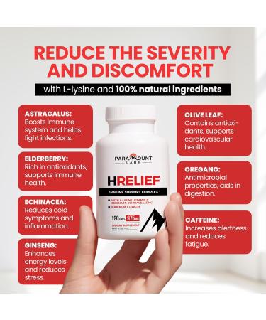Premium HRelief Treatment Supplement - Advanced Immune Health Support for Adults | Super Lysine Pills Zinc & Vitamin C - 120 ct - International Shipping Available - Buy Online on GoSupps.com