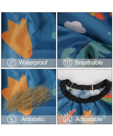 Kids Haircut Cape & Neck Duster Brush Set | Adjustable Blue Dinosaur Barber Cape for Kids - Buy Online on GoSupps.com