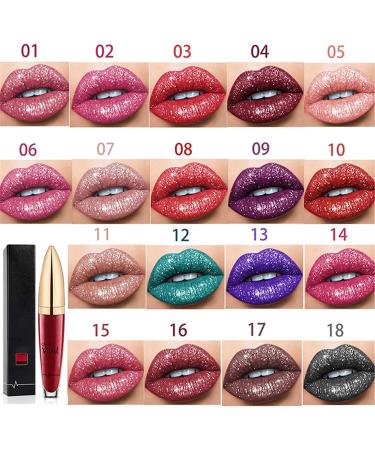 18 Colors Diamond Long Lasting Shiny Lipstick Metallic Liquid Lipstick Easy to Apply and Clean Long Lasting and Waterproof Non-Stick Diamond Shiny Lip Glaze - Buy Online on GoSupps.com