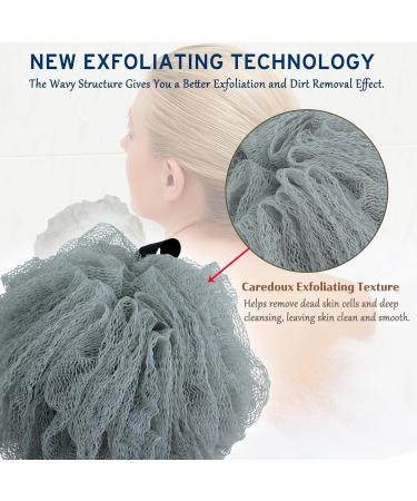 Caredoux 3 Pack Extra Large 75g Hard Exfoliating Bath Sponges - Patented Netting Technology - Spa Quality Loofah Sponge Set for Body Wash - Shower and Bathroom Accessories - Buy Online on GoSupps.com