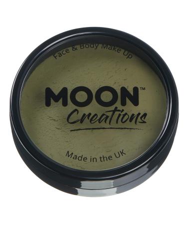 Moon Creations Pro Face & Body Paint Cake Pots Army Green - Professional Water Based Face Paint Makeup for Adults  Kids - 1.26oz