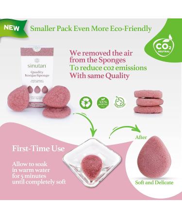 SINUTAN Konjac Sponge Set of 3 - Natural Bamboo Charcoal Green Tea Pure Red - Face Cleaning Sponge Detox Face Sponge Ecological Gift Idea - Buy Online on GoSupps.com