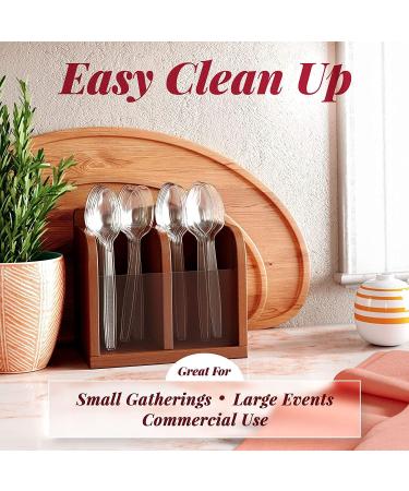 100 Clear Heavy Duty Plastic Spoons - Elegant Disposable Cutlery Set - Buy Online on GoSupps.com