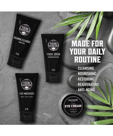 Viking Revolution Men's Skincare Kit - Facial Care Set with Moisturizer, Scrub, Cleanser, & Eye Cream - Buy Online on GoSupps.com