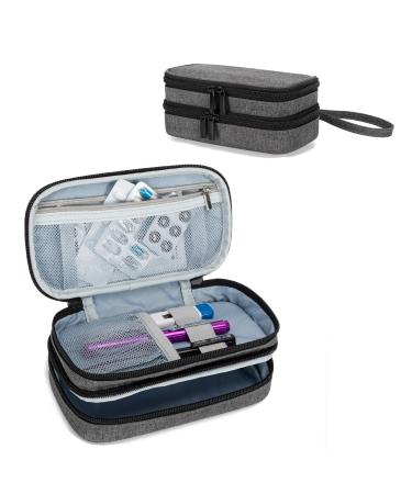 Trunab Portable Travel Bag with Weekly Pill Box Organizer 2 Times a Day Pill Case for Pills Vitamin Fish Oil Supplements Holder Grey