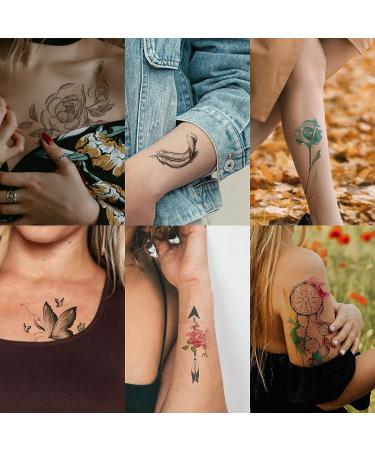 Waterproof Flower Floral Butterfly Temporary Tattoo Stickers for Women - 50 Sheets - Buy Online on GoSupps.com