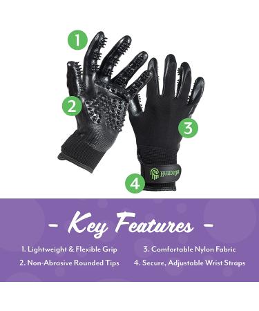 HandsOn Pet Grooming Gloves - #1 Award-Winning Shedding & Bathing Gloves for Cats, Dogs, and Horses - Grey Medium (Pack of 1) - Buy Online on GoSupps.com