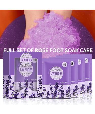 Foot Soak for Foot Spa Lavender 4PCs Foot Pack with Foot Soak Foot Scrub Foot Mask Foot Lotion Foot Care Jelly Pedicure Packs Foot Spa Soak for Dry Hard Rough skin Eliminate Fatigue (Lavender) - Buy Online on GoSupps.com