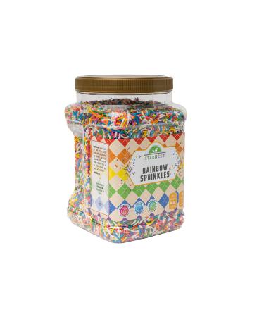 Rainbow Sprinkles 3lbs Sprinkle Decorating BY STARNEST - , Large 3 Pounds- Great for Cooking, Baking And Decorating Ice Cream Dessert Topping - Resealable Container, 48 Ounce