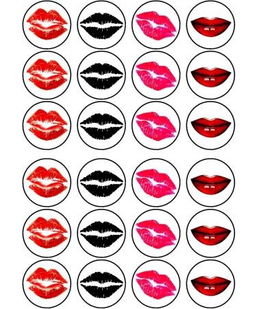 24 Lips Wafer Cupcake Toppers Edible Premium Thickness Sweetened Vanilla Wafer Card Cupcake Decorations - Buy Online on GoSupps.com