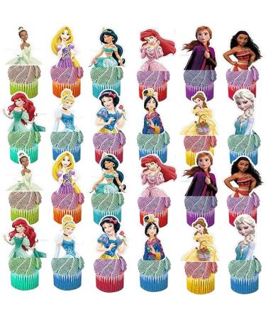 48Pcs Princesses Cupcake Toppers - Birthday Party Supplies & Cake Decorations - Buy Online on GoSupps.com