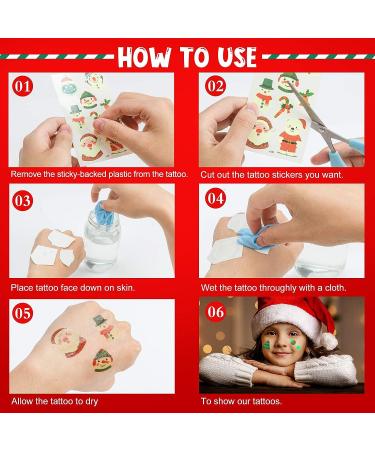 Christmas Luminous Temporary Tattoo Stickers for Kids - Glow in the Dark Waterproof Decals (10 Sheets) - Perfect Gift Idea - Buy Online on GoSupps.com
