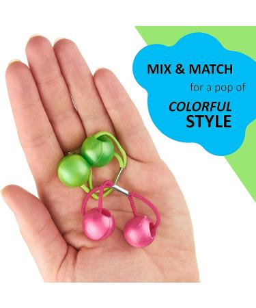 Expressions 24pc Large Elastic Hair Ties with Balls Collection - Brightly Colored Marble Finish Ponytail Holders for Girls - Twinbead Bubble Cute Hair Ties for Toddler Access - Buy Online on GoSupps.com