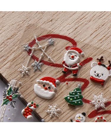 JMEOWIO 3D Embossed Christmas Glitter Nail Art Stickers Decals Self-Adhesive 5D Snowflake Xmas Winter Holiday Santa Cute Nail Supplies Nail Art Design Decoration Accessories 4 Sheets - Buy Online on GoSupps.com