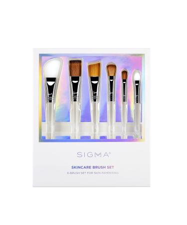 Sigma Beauty Skincare Brush Set - 6 Piece Cosmetic Brush Set - Soothing Hygenic Application - Apply Skincare Without Tugging Skin - Face Mask Brushes & Serum Brushes