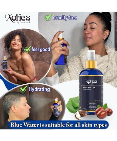 Xotics Blue Water Facial Spray - 8oz Hydrating Mist with Aloe Vera | Refreshing Toner for All Skin Types - Ideal for Men & Women Aftershave & Daily Moisturizing - Buy Online on GoSupps.com