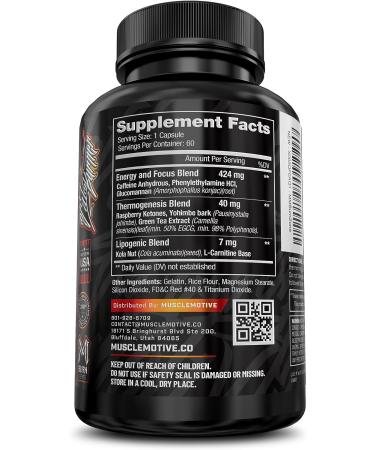 Thermogenic Fat Burner with Yohimbe Green Tea Extract Garcinia Cambogia - 60 Natural Diet Capsules - Buy Online on GoSupps.com