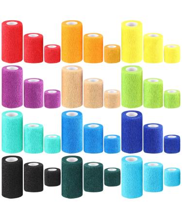 36 Pcs Self Adhesive Bandage Wrap 2  3  4 Wide 5 Yards Long Breathable Athletic Elastic Cohesive Bandage Colorful for Sports  First Aid Medical  Wrist  Ankle Sprains  Swelling and Vet Wrap