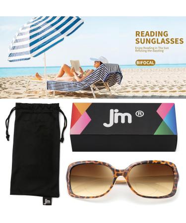 JM Classic Bifocal Reading Glasses - Stylish Tortoise Square Gradient Sunglasses for Women | 3.75x Magnification - Buy Online on GoSupps.com
