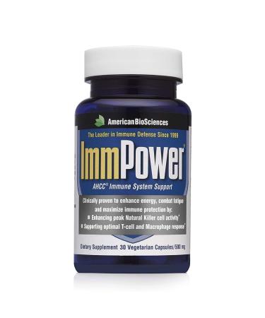 American BioSciences ImmPower AHCC Supplement, Vegetarian Capsules, Enhanced Immune Support, Natural Killer Cell Activity and Cytokine Production, 500 milligrams per Capsule (30 Count) AHCC 30 Count (Pack of 1)