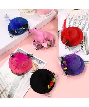 Gadpiparty Mini Hat Hair Clips - 12 Pcs Small Top Hat Fascinator Barrettes for Kids, Toddler Party Costume Accessory - Buy Online on GoSupps.com