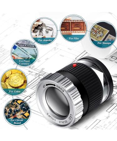 30X LED Lighted UV Loupe Magnifier | Adjustable Focal Length | Foldable Jewelry Magnifier Glass - Black - Buy Online on GoSupps.com