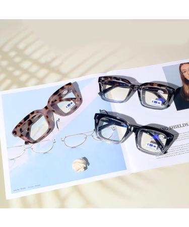 3 Pack Oprah Style Blue Light Blocking Square Reading Glasses for Men & Women | +1.5 Strength | Top Selling Computer Readers - Buy Online on GoSupps.com