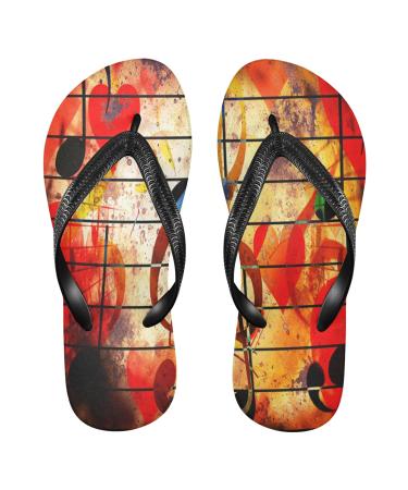 Mnsruu Beautiful Musical Note Love Vintage Flip Flops Flip Sandals Home Slippers Hotel Spa Bedroom Travel XXL for Men Women