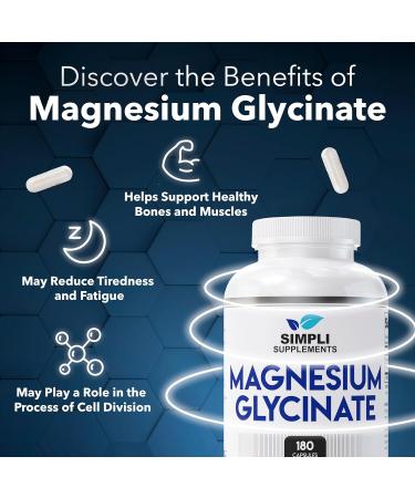 Magnesium Glycinate 400mg per Serving High Absorption Gentle on Stomach Supports Sleep Relaxation Muscle Bone & Immune Health Non-GMO Vegan 180 Capsules - Buy Online on GoSupps.com