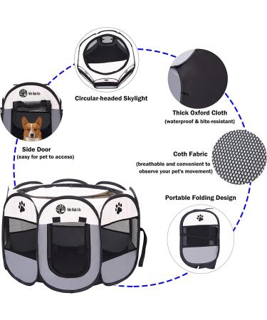 Mile High Life Portable Cat Dog Crate | Foldable Travel Tent for Pets | Water Resistant Shade Cover | Large Gray - Buy Online on GoSupps.com