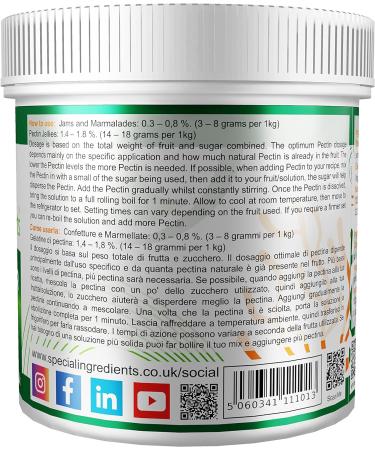 Special Ingredients Pectin Powder 50g Premium Quality Ideal for Making Jam Marmalades Chutneys Fruit Jellies & Cake Fillings European Non-GMO Gluten Free Recyclable Container Pectin Powder 50 g (Pack of 1) - Buy Online on GoSupps.com