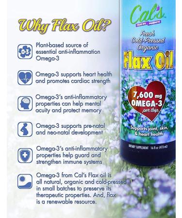 Cal's Flax Oil - 32oz Organic Pure Essential Unrefined Cold-Pressed Flaxseed Oil - Buy Online on GoSupps.com