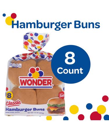 Wonder Bread Classic Hamburger Buns - 15 oz - Soft and Delicious - Buy Online on GoSupps.com