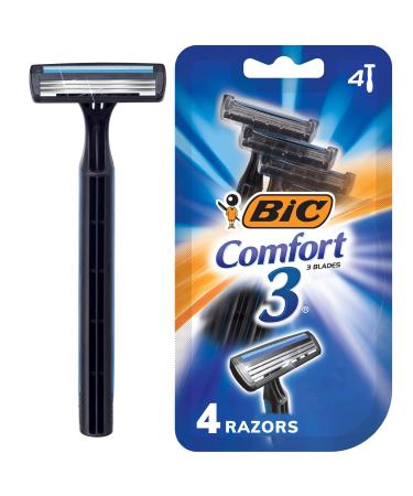 BIC Comfort 3 Disposable Razors for Men, Perfect Razors For a Smooth and Comfortable Shave, 4 Disposable Razors With 3 Blades, 4 Count Shaving Kit Black 4 Count (Pack of 1) - Buy Online on GoSupps.com