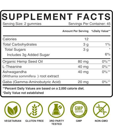 Hemp Gummies - Extra Strength for Peace & Relaxation - Infused with Pure Hemp Oil Ashwagandha L-Theanine - Tasty Relaxation Supplement - Natural Relief - 90 Ct - Made in USA - Green Apple Flavor 1 Count (Pack of 1) Hemp - Buy Online on GoSupps.com