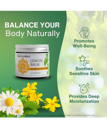 Four Elements Lemon Balm Face Moisturizer Cream - 2 Oz | Herbal Face Cream with Organic Lemon Balm Chamomile Shea Butter & Vitamin E | Body Hydrating Moisturizer Beauty Essential - Buy Online on GoSupps.com