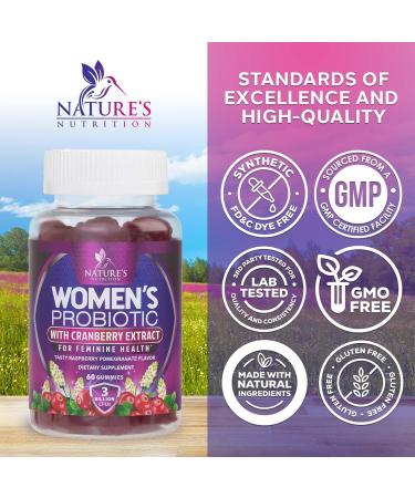 Probiotics for Women Gummies with Cranberry - 6 Premium Strains for PH Balance Digestive Health Vaginal & Immune Support 3 Billion CFU Women's Probiotic Gummy for Feminine Health - 60 Gummies 60 Count (Pack of 1) - Buy Online on GoSupps.com