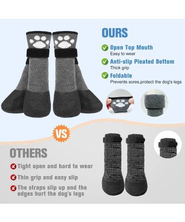 BEAUTYZOO Anti Slip Dog Socks Boots | Waterproof Grip Bottom | Paw Protector for Hardwood Floors | Adjustable Straps | Grey, Large - Buy Online on GoSupps.com