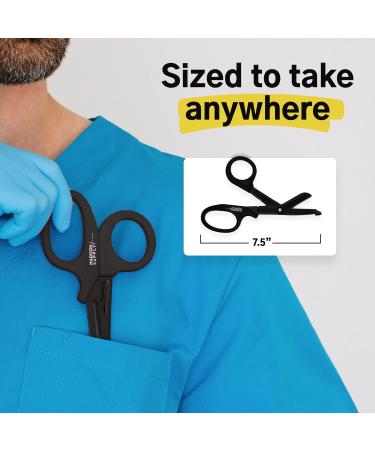 Madison Supply 7.5 Medical Scissors - Premium Quality Stainless Steel Bandage Shears for Nurses, EMT & Trauma - Fluoride-Coated Blades, Non-Stick, Black Handle - 1 Pack - Buy Online on GoSupps.com