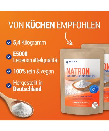 Maxxi Clean 5.4 kg Soda Powder | High-Purity Baking & Cleaning Powder | 900 g (6-Pack) | Sodium Hydrogen Carbonate for Kitchen & Household Use - International Shipping Available - Buy Online on GoSupps.com