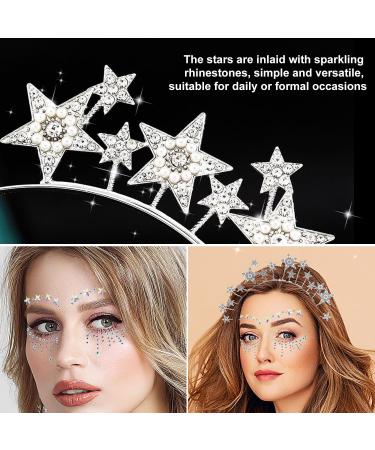 Stars Headband Star Adhesive Face Headbands Star Headbands Rhinestone for Carnival Parties Cosplay and Birthday Parties (Silver) - Buy Online on GoSupps.com