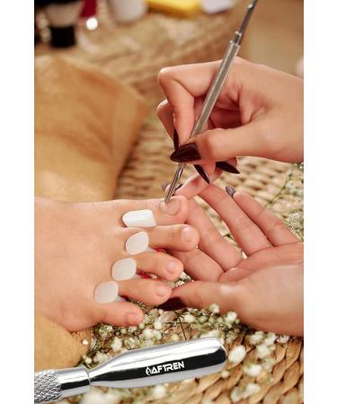 AFTREN Double Sided Metal Cuticle Pusher Tool Manicure Pedicure Salon Professional Cuticle Remover Quality J2 Curved Edge Stainless Steel - Buy Online on GoSupps.com