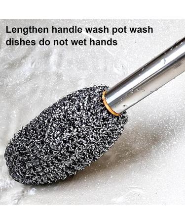 sxvbdway Steel Wool Scrubber Corner Brush Stainless Sponge Scrubbing Scouring Pad with Long Handle Multi-Functional Cleaning Kit for Pot Pan Bathroom Random Color - Buy Online on GoSupps.com